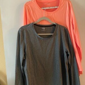 Danskin Long Sleeve Tees - Coral and Gray